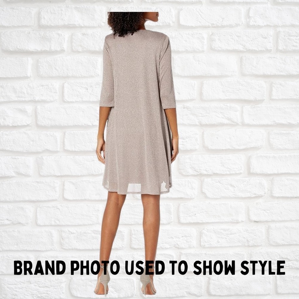 R&M Richards Women's Metallic Two-Piece Jacket Dress, Silver, Size 10 - Picture 6 of 6